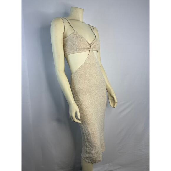 Pink Lily Cutout Bodycon midi crem dress size small - Picture 6 of 13